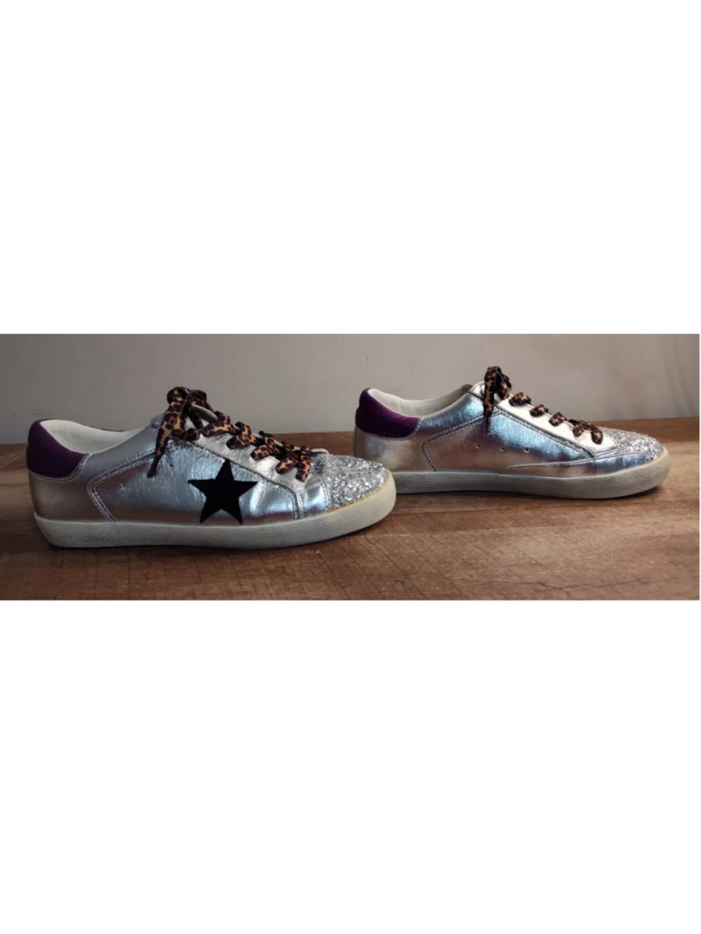 Women's Miim Silver and Purple Glitter Sneakers